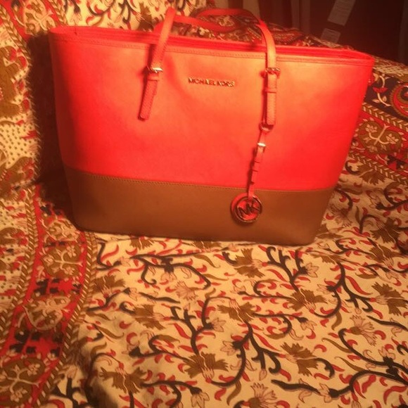 Orange and Brown Michael Kors Purse and Wallet Set - Picture 2 of 4